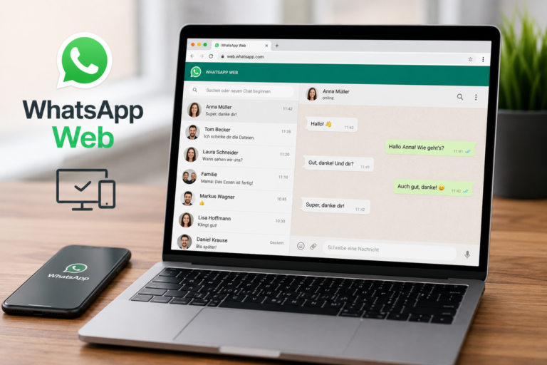WhatsApp Web: Einfach und Sicher am PC Nutzen WhatsApp Web auf einem Laptop-Bildschirm